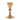 gold plated neo gothic chalice with latin text on cup and celtic cross on base