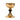 gold plated romanesque chalice. smooth finish. black onyx node. round base