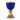 blue enamel chalice with gold plated cup and base. blue cross on base