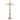 Decorative brass traditional altar cross, crucifix with silver corpus, altar cross with fluted stem, backside 