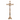 Decorative brass traditional altar cross, crucifix with silver corpus, altar cross with fluted stem 